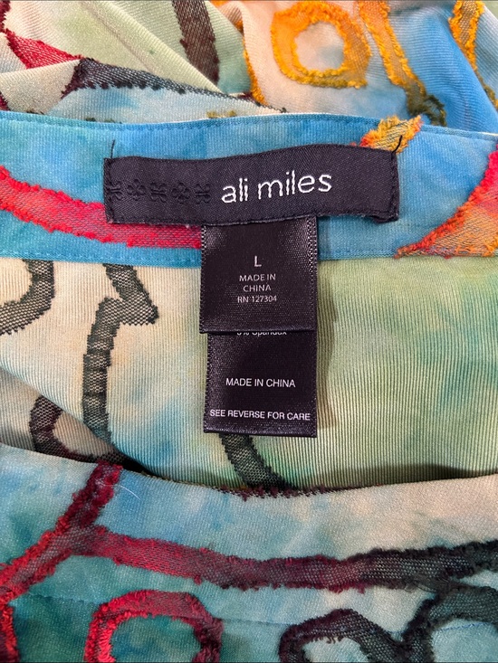 Ali Miles Tops - Ali Miles Women's Multicolor Embroidered shirt - Turquoise/Blue Accents large